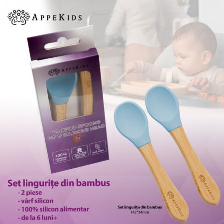 Set Lingurite din bambus, AppeKids - Albastru [1]