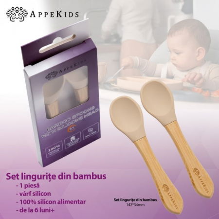 Set Lingurite din bambus, AppeKids - Bej [1]