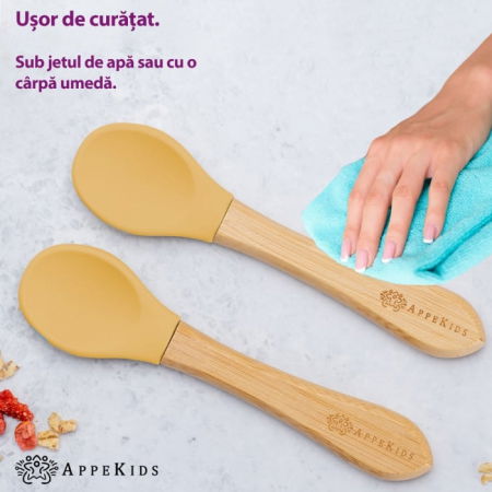 Set Lingurite din bambus, AppeKids - Galben Miere [1]