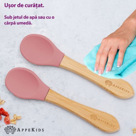 Set Lingurite din bambus, AppeKids - Roz [1]
