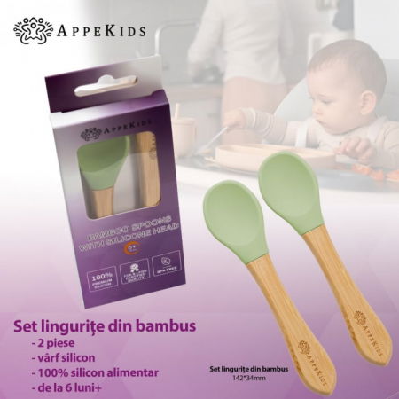 Set Lingurite din bambus, AppeKids - Verde [4]