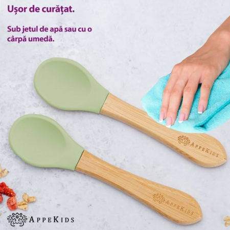 Set Lingurite din bambus, AppeKids - Verde [1]