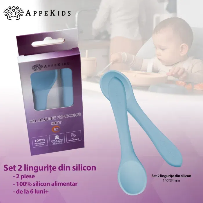 Set Lingurite din silicon, AppeKids - Albastru [2]