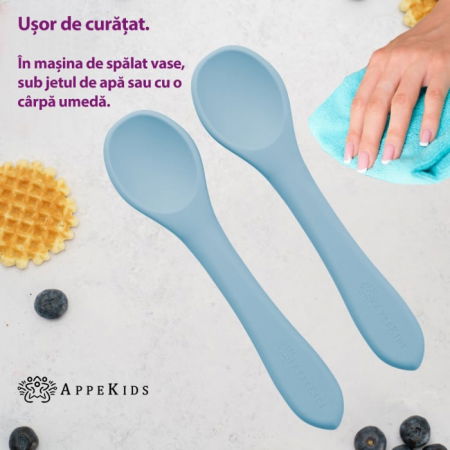 Set Lingurite din silicon, AppeKids - Albastru [3]