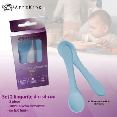 Set Lingurite din silicon, AppeKids - Albastru [1]