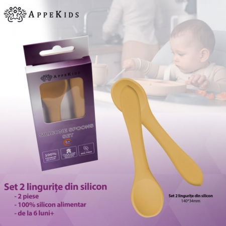 Set Lingurite din silicon, AppeKids - Galben Miere [2]