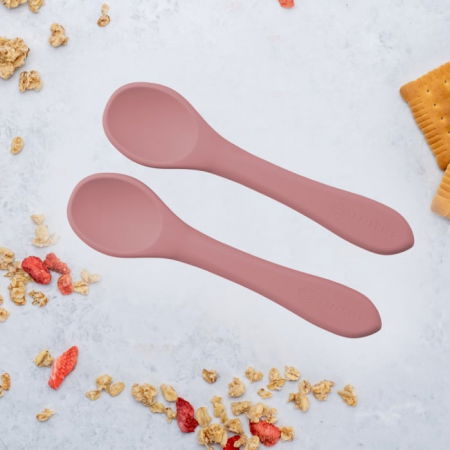 Termosuri, recipiente mâncare pentru copii - Set Lingurite din silicon, AppeKids - Roz