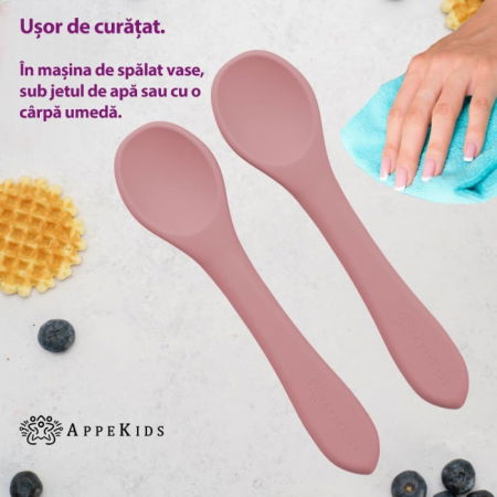 Set Lingurite din silicon, AppeKids - Roz [1]