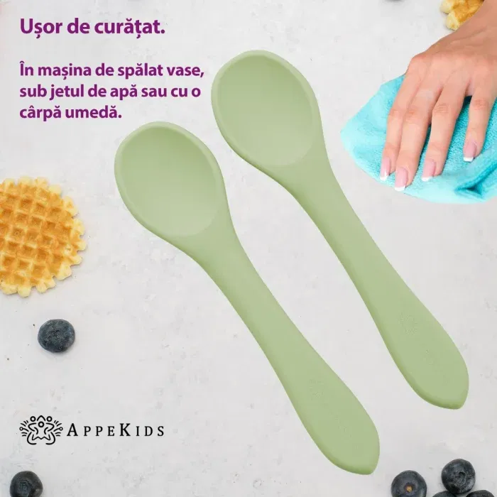 Set Lingurite din silicon, AppeKids - Verde [3]