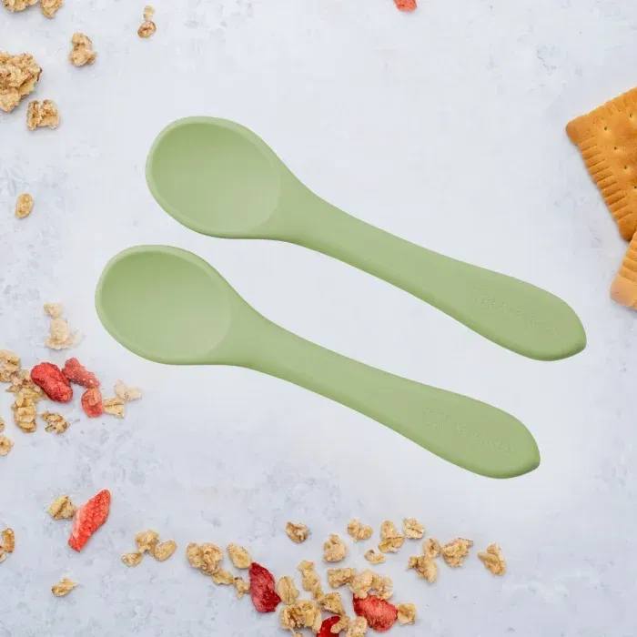 Termosuri, recipiente mâncare pentru copii - Set Lingurite din silicon, AppeKids - Verde