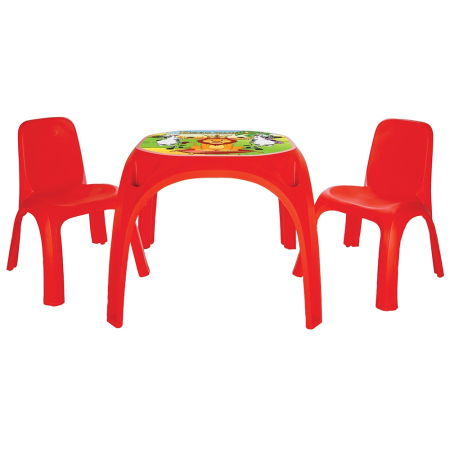Jocuri de logica si strategie - Set Masuta cu 2 scaune pentru copii Pilsan King Table red