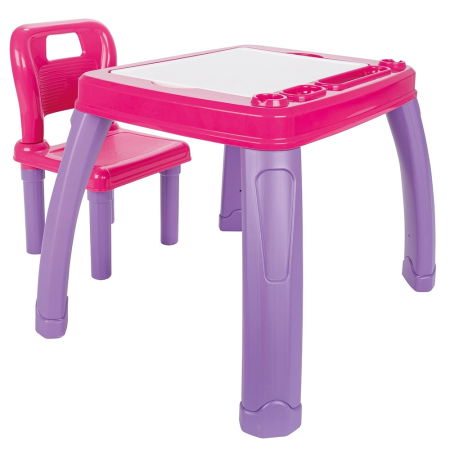 Jucării educative copii - Set Masuta cu scaun pentru copii Pilsan Study Table pink