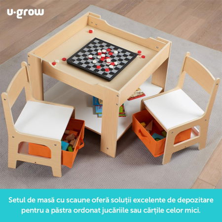 Set masuta si 2 scaune , lemn natur, U-Grow [10]