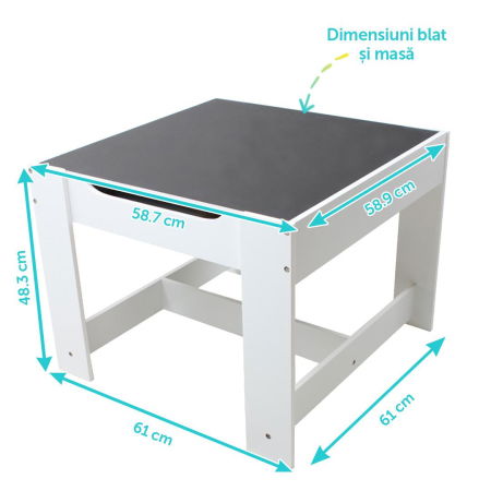 Set masuta si 2 scaune pentru copii , alb MDF, U-Grow [2]