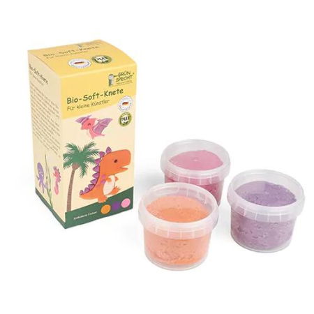 Jocuri și Jucării - Set Plastilina organica, pentru copii, 2 ani+, 3 culori, moale, nelipicioasa, usor de modelat, roz/mov/bej, Grunspecht 680-V1