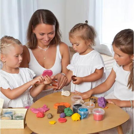 Set Plastilina organica, pentru copii, 2 ani+, 3 culori, moale, nelipicioasa, usor de modelat, roz/mov/bej, Grunspecht 680-V1 [1]