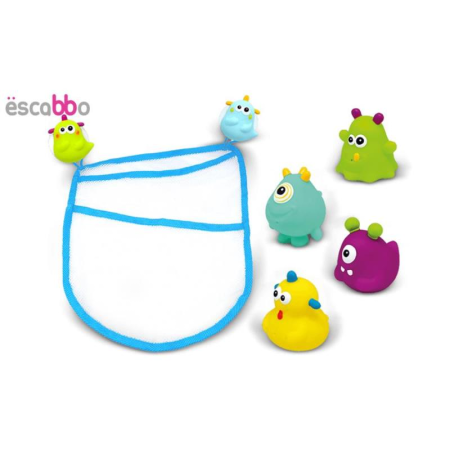 Jocuri de logica si strategie - Set saculet cu 4 jucarii de baie Monstruleti ESCABBO 37027