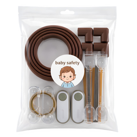 Set protecții copii - Set Siguranță Copii pentru Casă Maro – Kit Protecție 17 piese