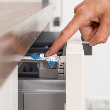 Set sigurante pentru sertare de tacamuri, 2 bucati, albe, montare cu adeziv sau surub, Reer 71090 [10]