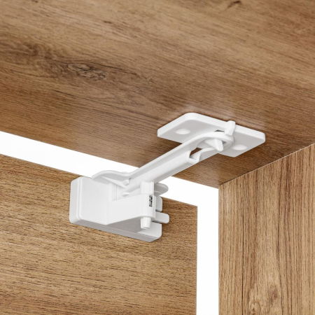 Set sigurante pentru sertare de tacamuri, 2 bucati, albe, montare cu adeziv sau surub, Reer 71090 [1]