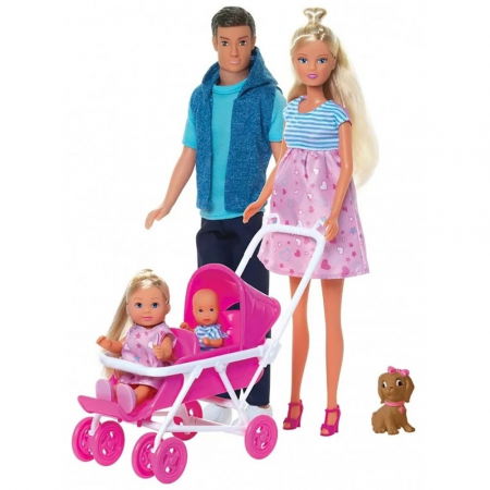 Produse - Set papusa Steffy, papusa Kevin, papusa Evi, si accesorii, fetite 3 ani+, Simba Steffi Love