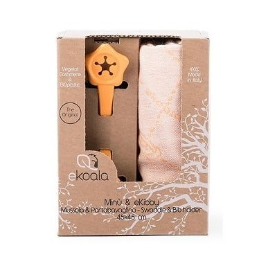 Produse - Set Swaddle si suport de prindere baveta, eKoala, portocaliu