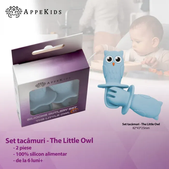 Set Tacamuri din silicon, AppeKids, OWL - Albastru [2]