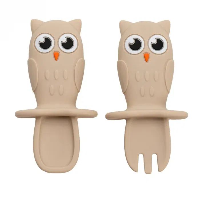 Set Tacamuri din silicon, AppeKids, OWL - Bej [1]