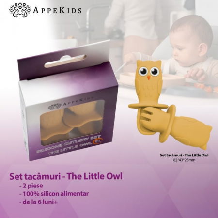 Set Tacamuri din silicon, AppeKids, OWL - Galben Miere [1]