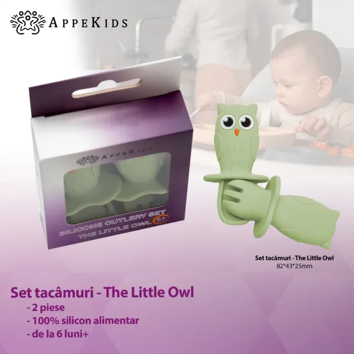 Set Tacamuri din silicon, AppeKids, OWL - Verde [2]