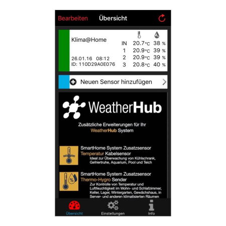 Sistem meteo SmartHome cu termo-higrometru si 3 senzori wireless, comunicare cu smartphone WEATHERHUB, TFA 31.4007.02 [4]