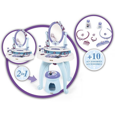 Smoby Masuta de machiaj  pentru fetite , Frozen Hairdresser 2 in 1 [2]