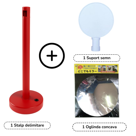 Stâlp delimitare cu suport si oglindă rutiera [2]