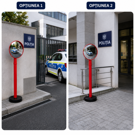 Stâlp delimitare cu suport si oglindă rutiera [7]
