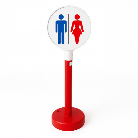 Protecția muncii - Stalp delimitare cu suport si semn de avertizare, set 3 buc