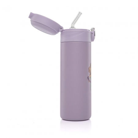 Sticla apa copii inox cu pai violet 350ml Reer [3]