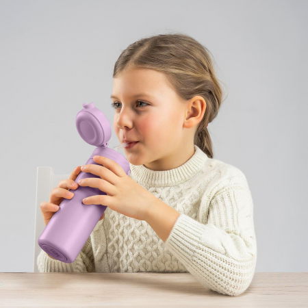 Sticla apa copii inox cu pai violet 350ml Reer [1]