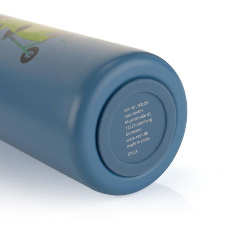 Sticla de baut cu pai din silicon pentru copii, din otel inoxidabil, 350ml, albastru, Reer 90103 [4]