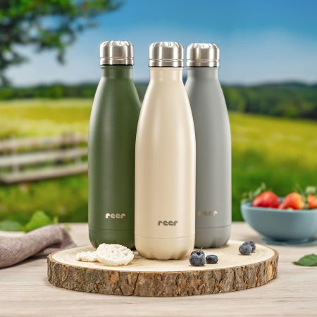 Produse - Sticla de baut termoizolanta din otel inoxidabil vidat Colour, 500 ml, bej, Reer 90800