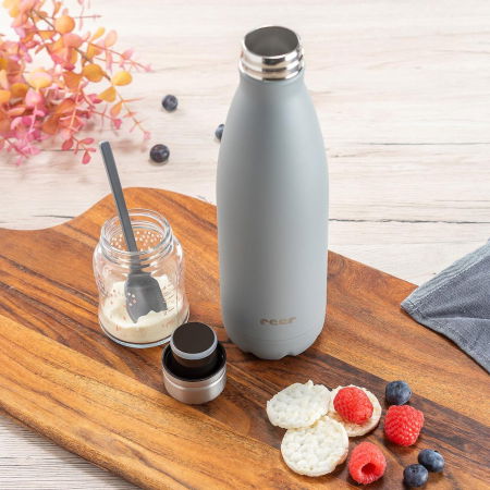 Alimentatie/Termosuri, recipiente mancare - Sticla de baut termoizolanta din otel inoxidabil vidat Colour, 500 ml, gri, Reer 90801