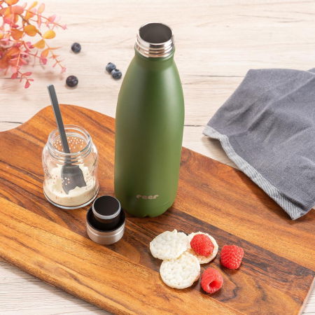 Produse - Sticla de baut termoizolanta din otel inoxidabil vidat Colour, 500 ml, verde, Reer 90803