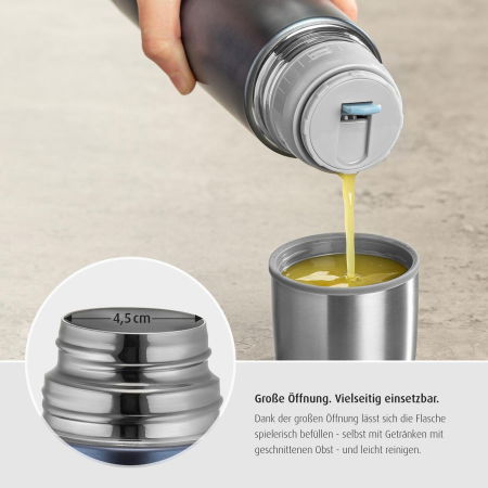 Sticla termos din otel inoxidabil vidat cu capac Colour, 450 ml, gri, Reer 90501 [12]