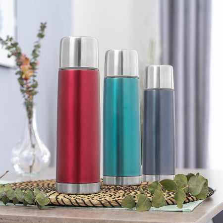 Sticla termos din otel inoxidabil vidat cu capac Colour, 450 ml, gri, Reer 90501 [14]