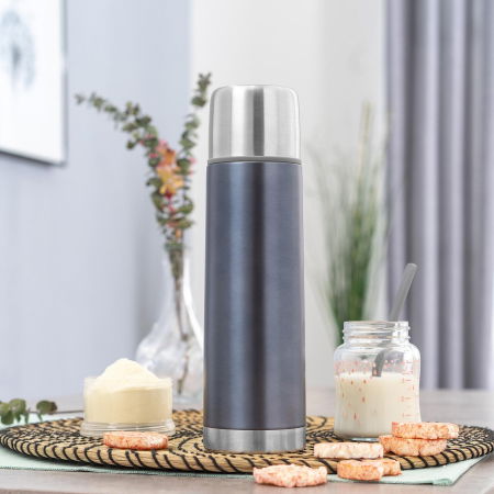 Sticla termos din otel inoxidabil vidat cu capac Colour, 450 ml, gri, Reer 90501 [2]