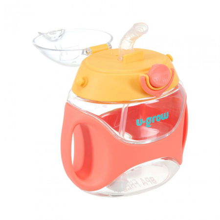 Sticla tritan cu pai si curea , 330 ml , orange, U-Grow [1]