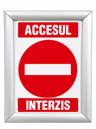 Suport indicator Accesul Interzis cu ramă și bază, înălțime 1535 mm [1]