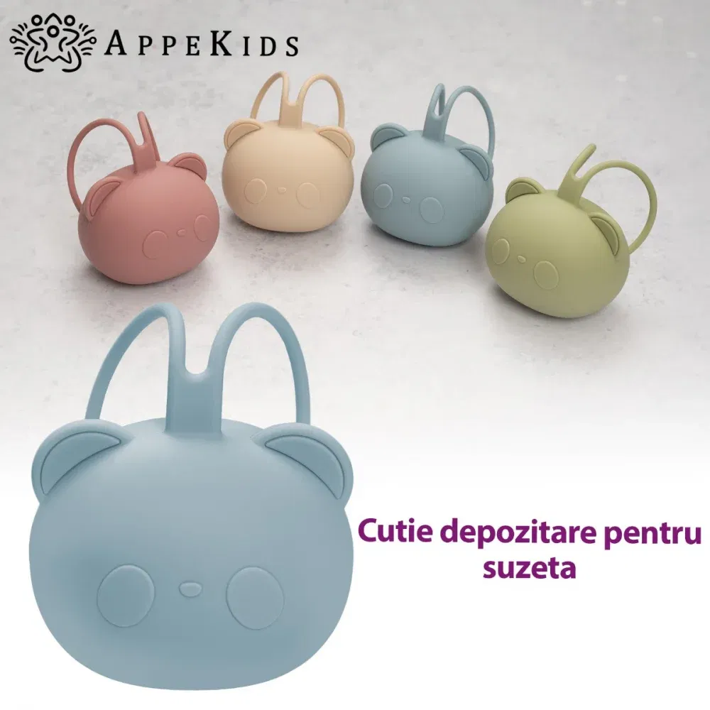 Suport pentru suzeta din silicon, AppeKids, The Little Bear - Albastru [3]