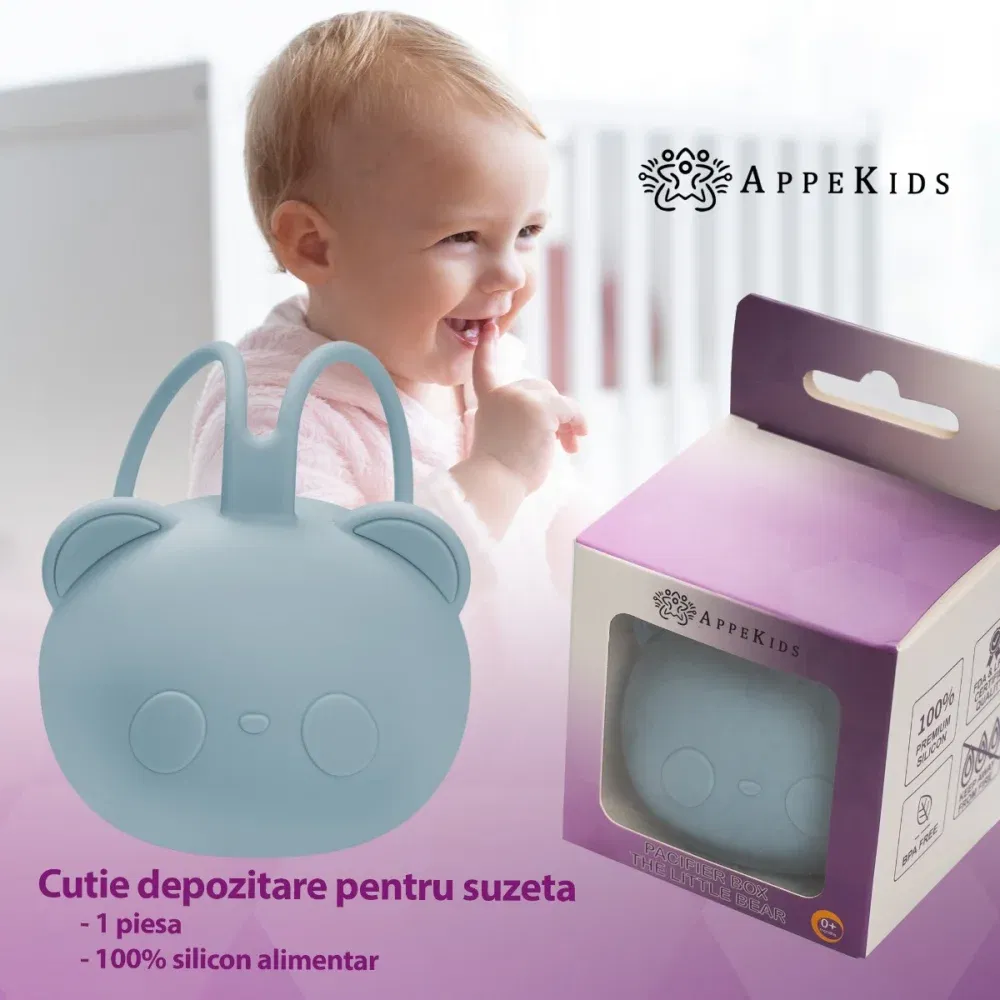 Suport pentru suzeta din silicon, AppeKids, The Little Bear - Albastru [2]
