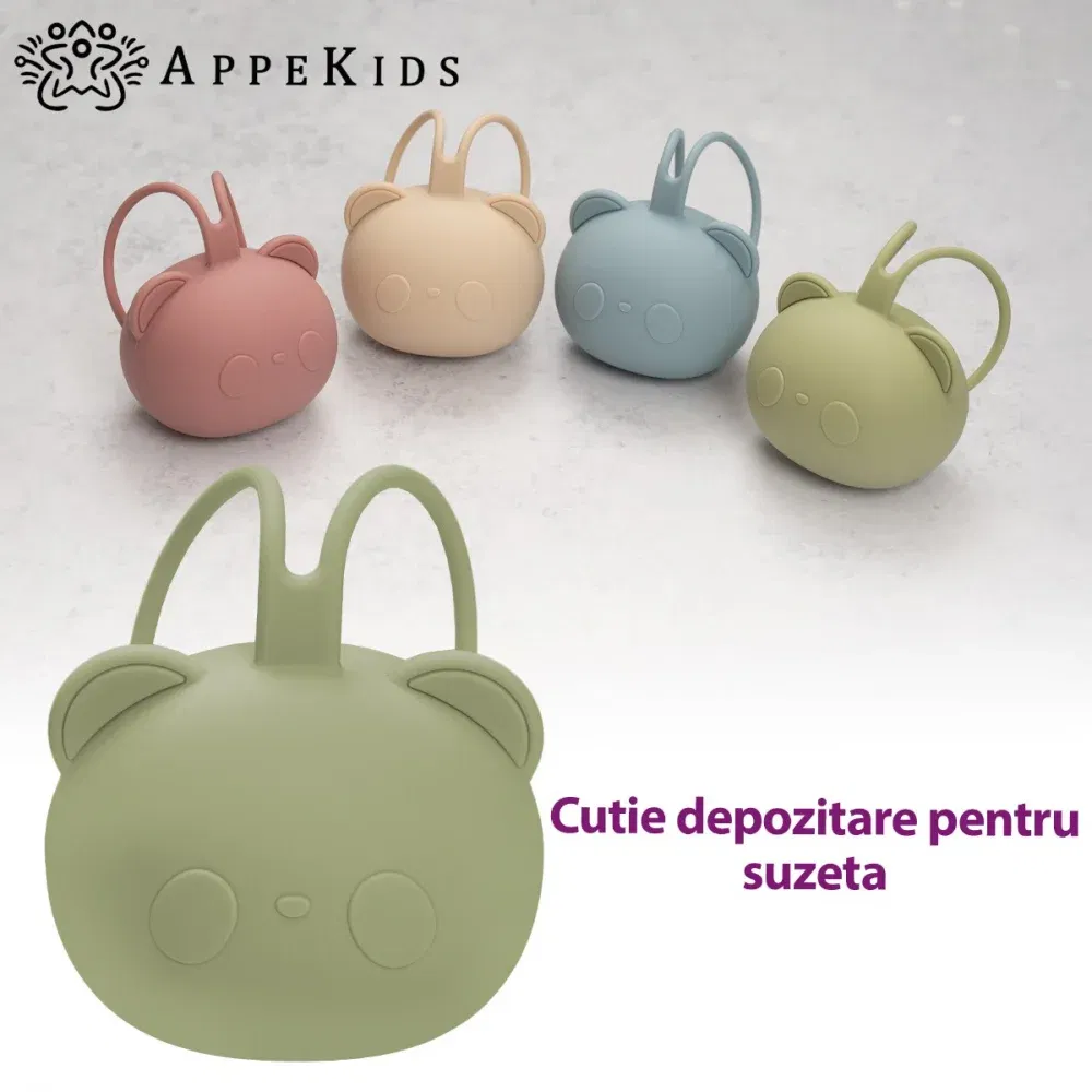 Suport pentru suzeta din silicon, AppeKids, The Little Bear - Verde [4]