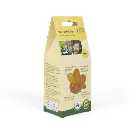 Sisteme De Siguranță Copii - Suzeta ortodontica monobloc BIO, din latex de cauciuc organic, 18+ luni Grunspecht 674-00